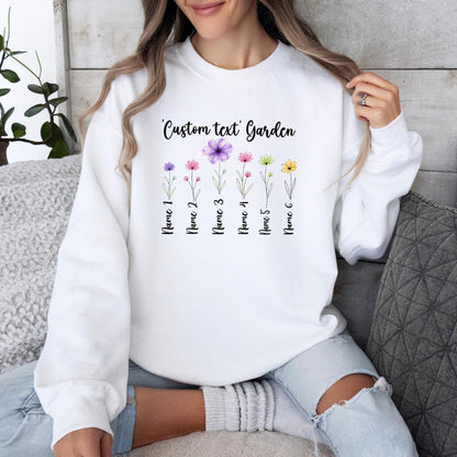 Personalized Grandma Flower Sweatshirt - Custom Names Floral Shirt, Grandma Gift, Mother’s Day Gift, Family Flower Sweatshirt
