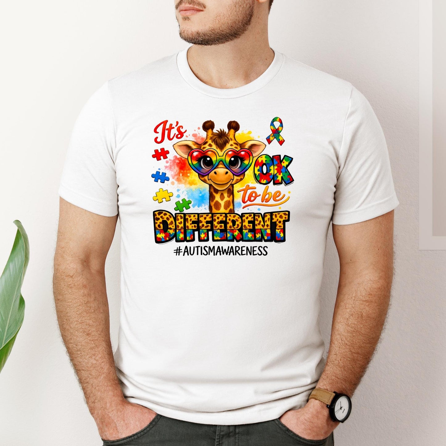Autism Awareness Giraffe Shirt, It's OK to Be Different, Neurodiversity Tee