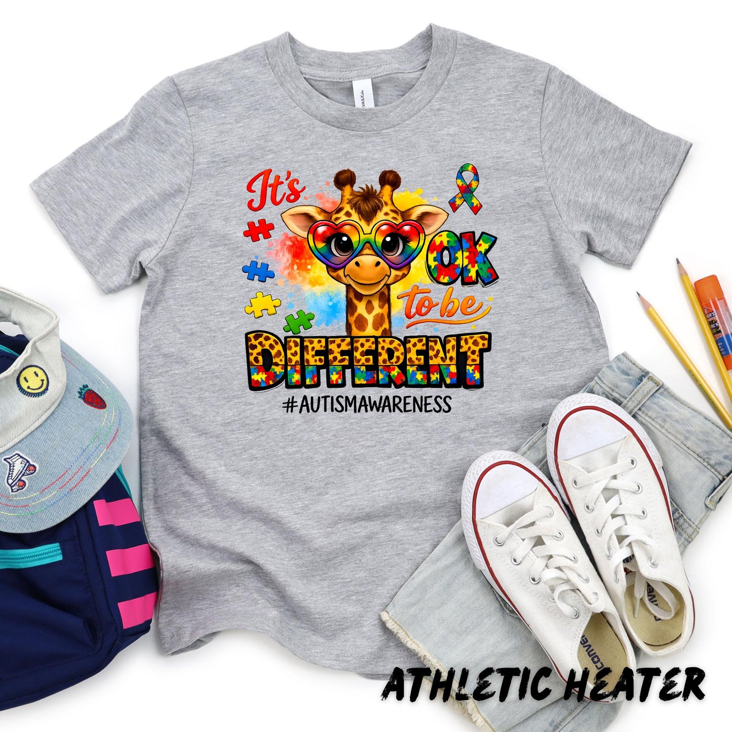 Autism Awareness Giraffe Shirt, It's OK to Be Different, Neurodiversity Tee