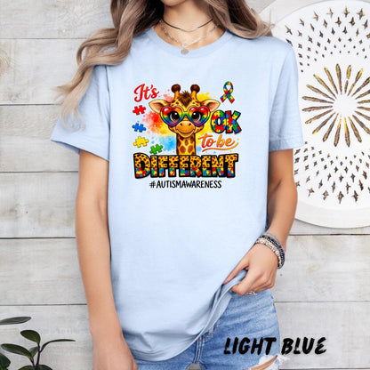 Autism Awareness Giraffe Shirt, It's OK to Be Different, Neurodiversity Tee