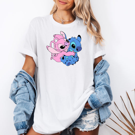 Stitch & Angel Matching Shirt, Stitch and Angel Couple Tee, Matching Couple Shirt, Family Vacation Shirt