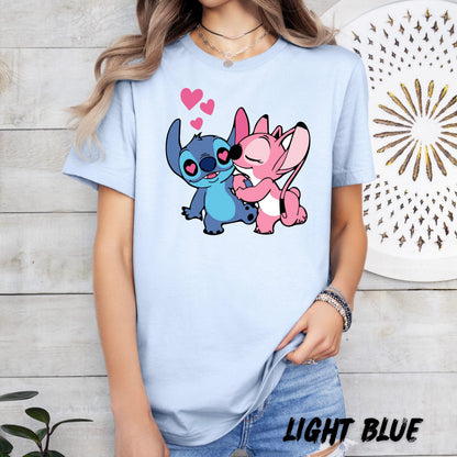 Stitch & Angel Matching Shirt, Stitch and Angel Couple Tee, Matching Couple Shirt, Family Vacation Shirt