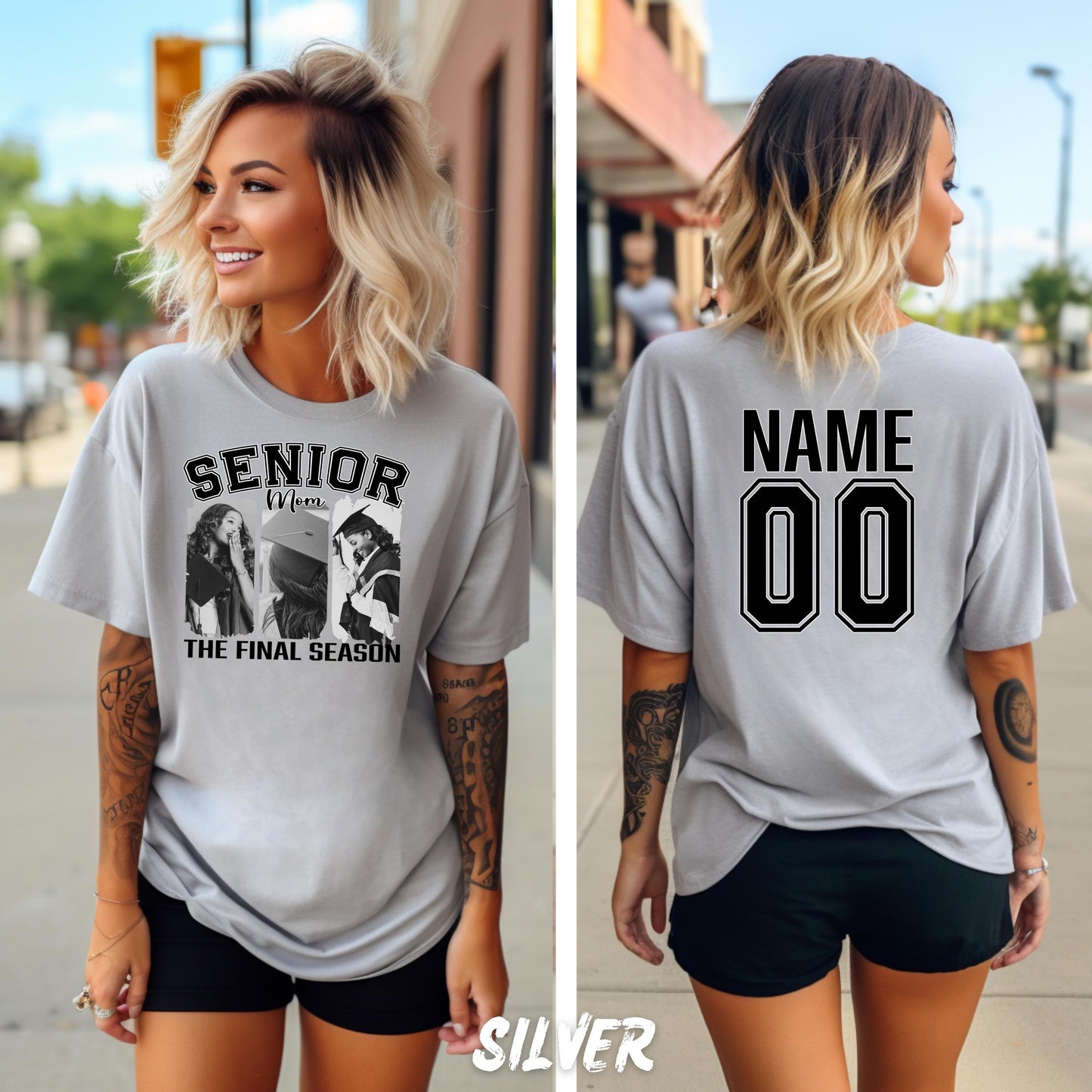 Custom Senior Mom Shirt with Photos, Personalized Graduation Shirt, Class of 2026 Mom Tee, Custom Name and Number Back, Senior Night Shirt