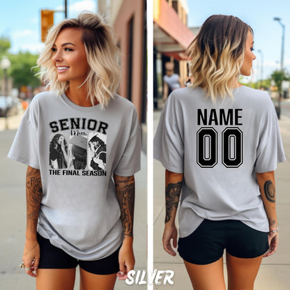 Custom Senior Mom Shirt with Photos, Personalized Graduation Shirt, Class of 2026 Mom Tee, Custom Name and Number Back, Senior Night Shirt