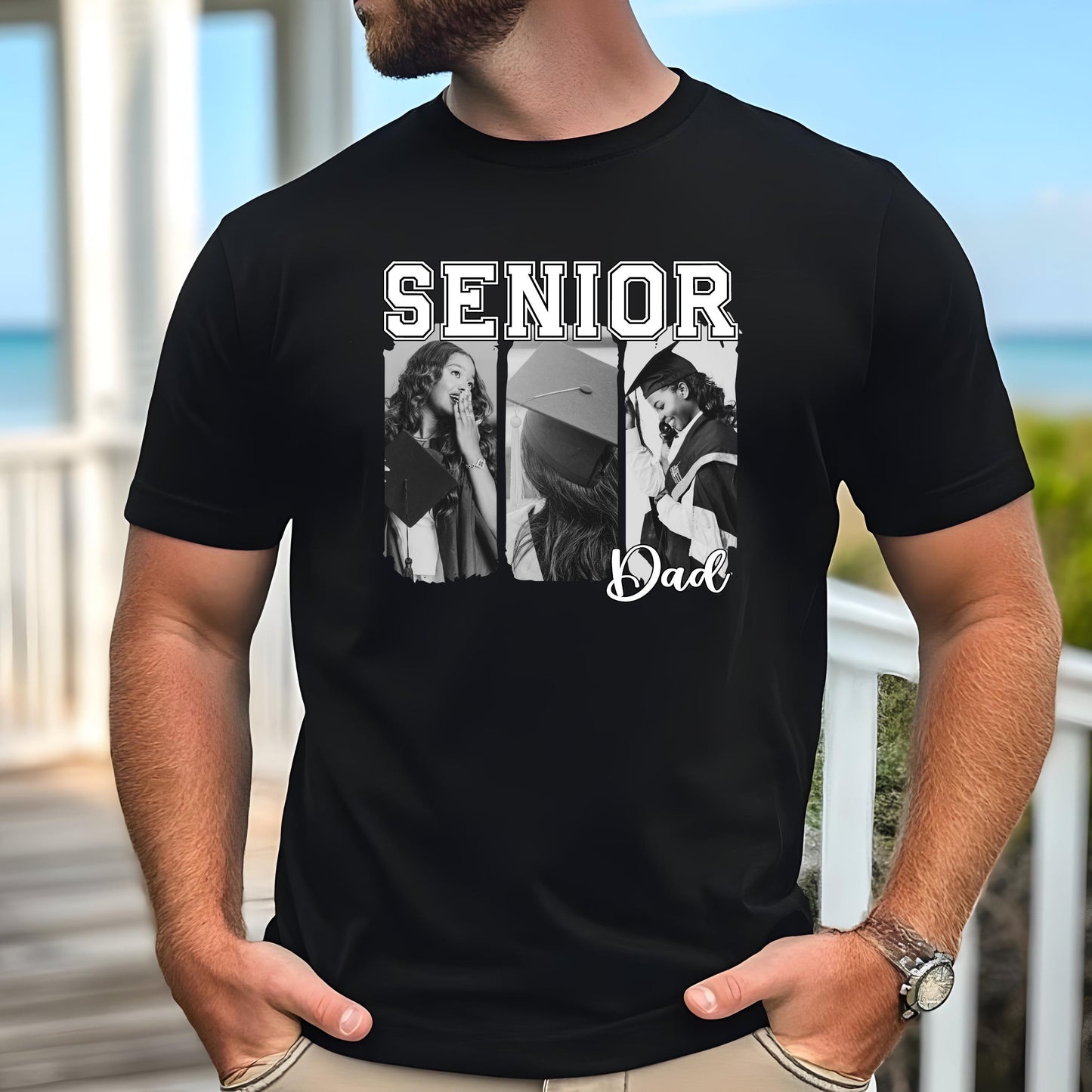 Custom Senior Photo Collage Tee, Personalized Graduation Shirt for Mom Dad Grandma, Class of 2026 Senior Family Shirt