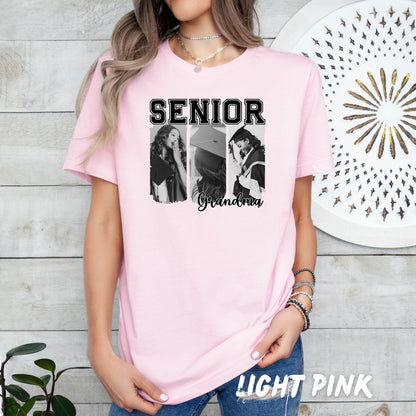 Custom Senior Photo Collage Tee, Personalized Graduation Shirt for Mom Dad Grandma, Class of 2026 Senior Family Shirt