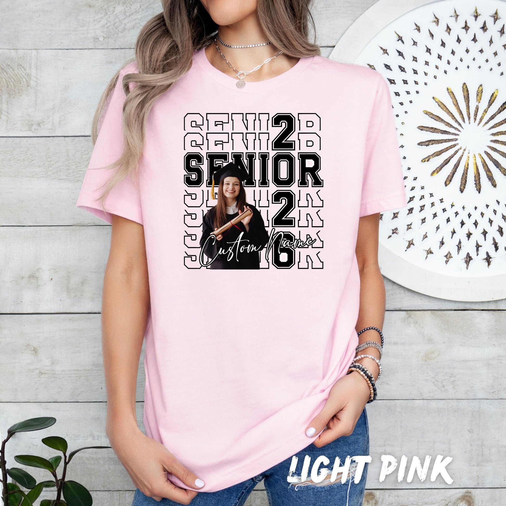 Custom Senior Shirt with Photo and Name, Personalized Graduation Shirt, Color or Black and White Photo Tee, Class of 2026 Senior Shirt Gift