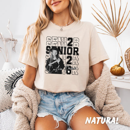 Custom Senior Shirt with Photo and Name, Personalized Graduation Shirt, Color or Black and White Photo Tee, Class of 2026 Senior Shirt Gift