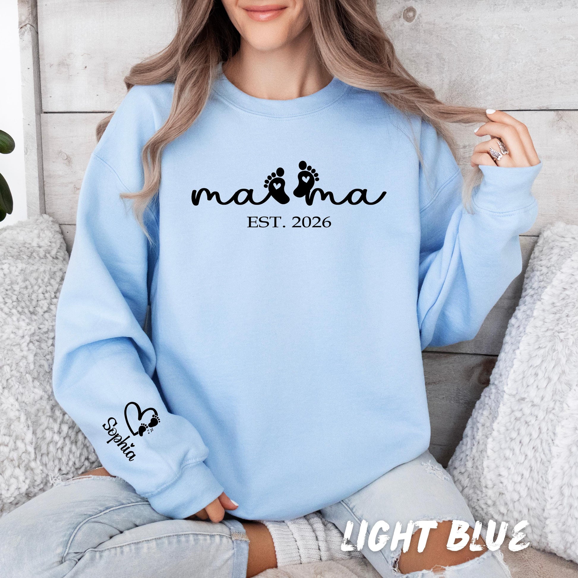 Personalized Mom Gift Box | Custom Mama Sweatshirt, Name Tumbler, Bracelet Set | Mother’s Day Gift for Mom | Custom Gift Set for Her