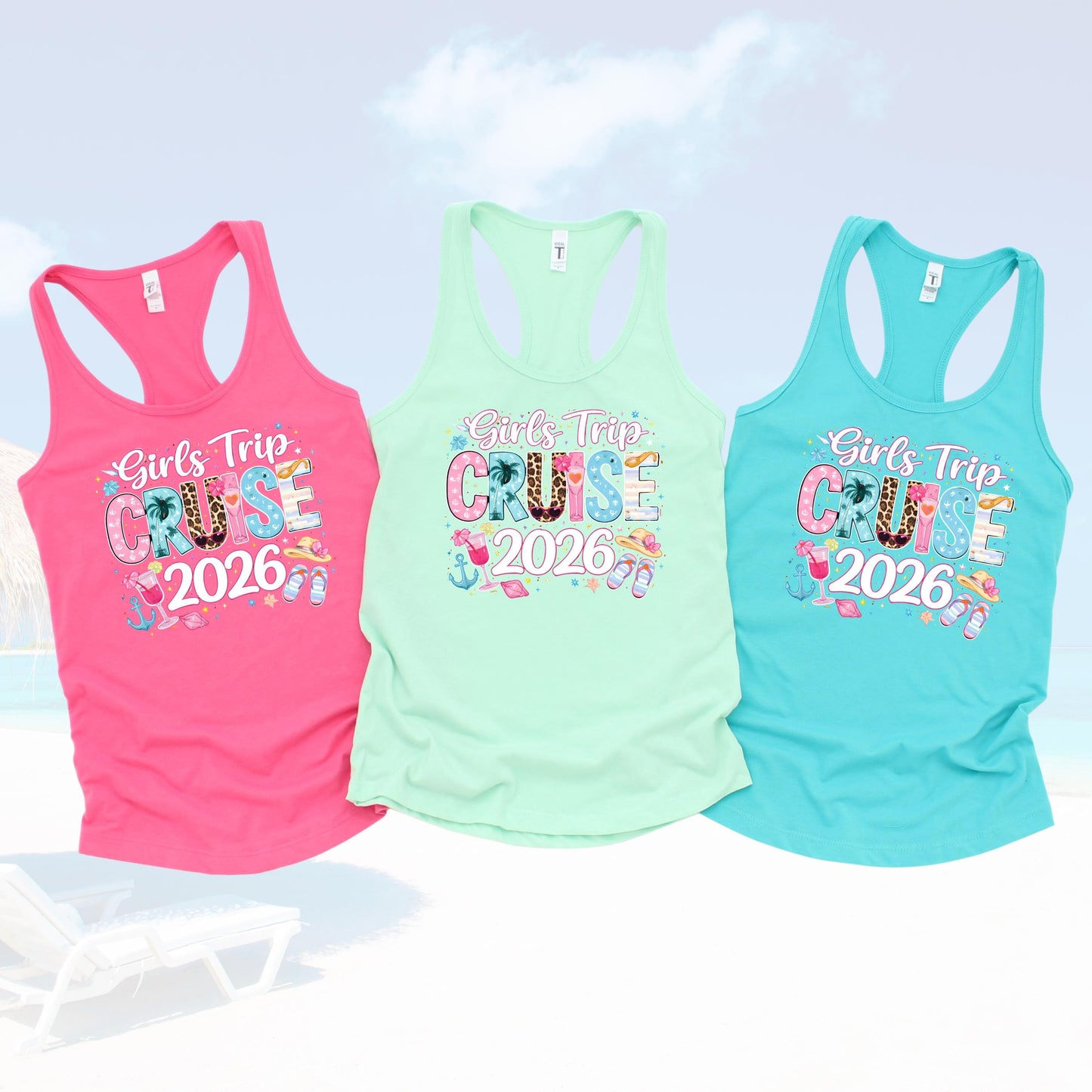 Girls Trip Cruise 2026 Tank Top, Matching Cruise Shirts, Bachelorette Cruise Outfit, Vacation Tank, Girls Trip Shirts, Cruise Squad Tank