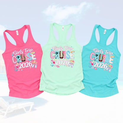 Girls Trip Cruise 2026 Tank Top, Matching Cruise Shirts, Bachelorette Cruise Outfit, Vacation Tank, Girls Trip Shirts, Cruise Squad Tank