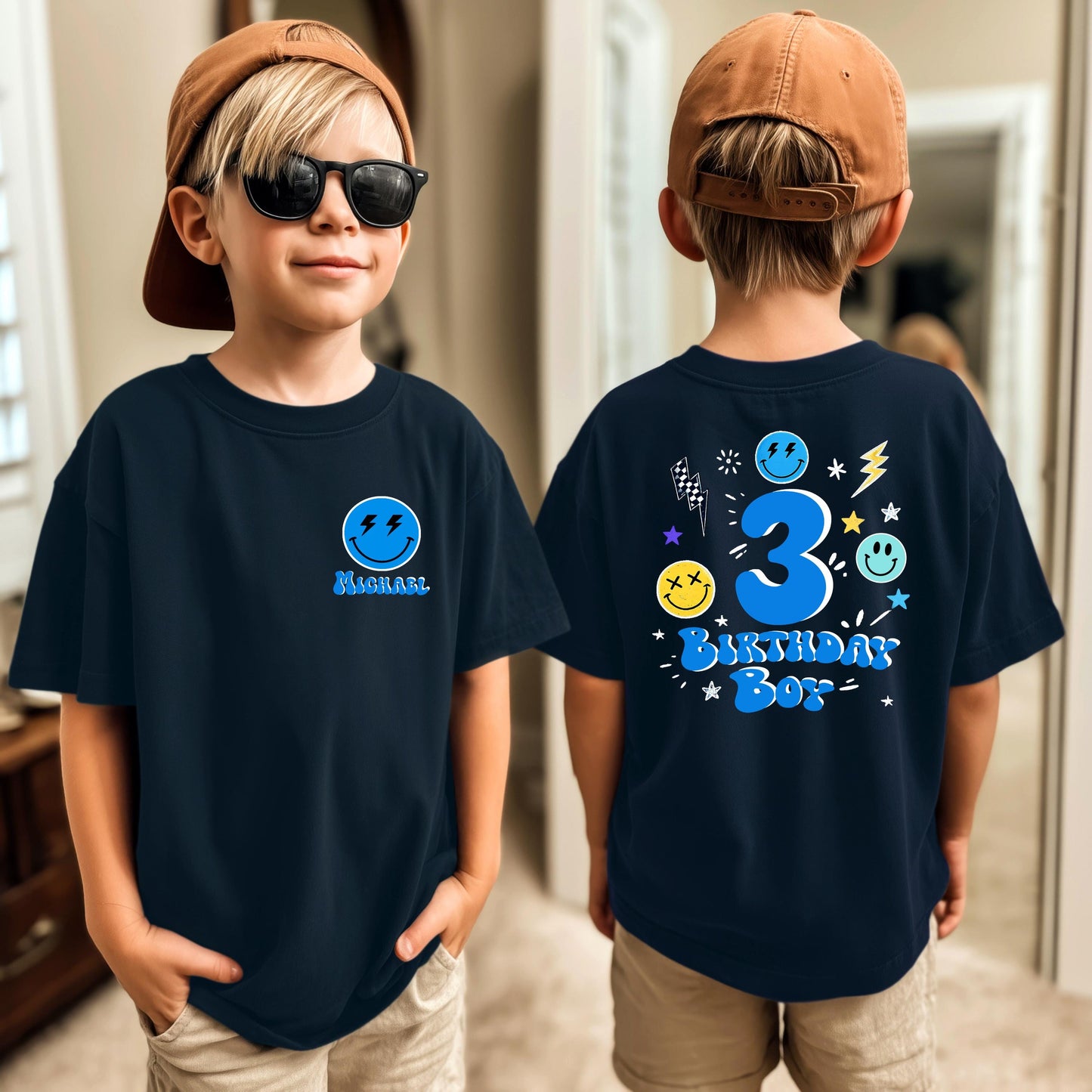 Custom Birthday Boy Shirt with Name and Age, Personalized Kids Birthday Shirt, Custom Name Tee
