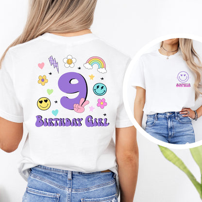 Custom Birthday Girl Shirt with Name and Age, Personalized Kids Birthday Shirt, Birthday Girl Outfit