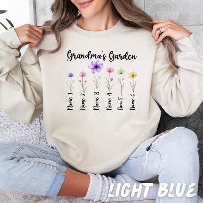 Personalized Grandma Flower Sweatshirt - Custom Names Floral Shirt, Grandma Gift, Mother’s Day Gift, Family Flower Sweatshirt