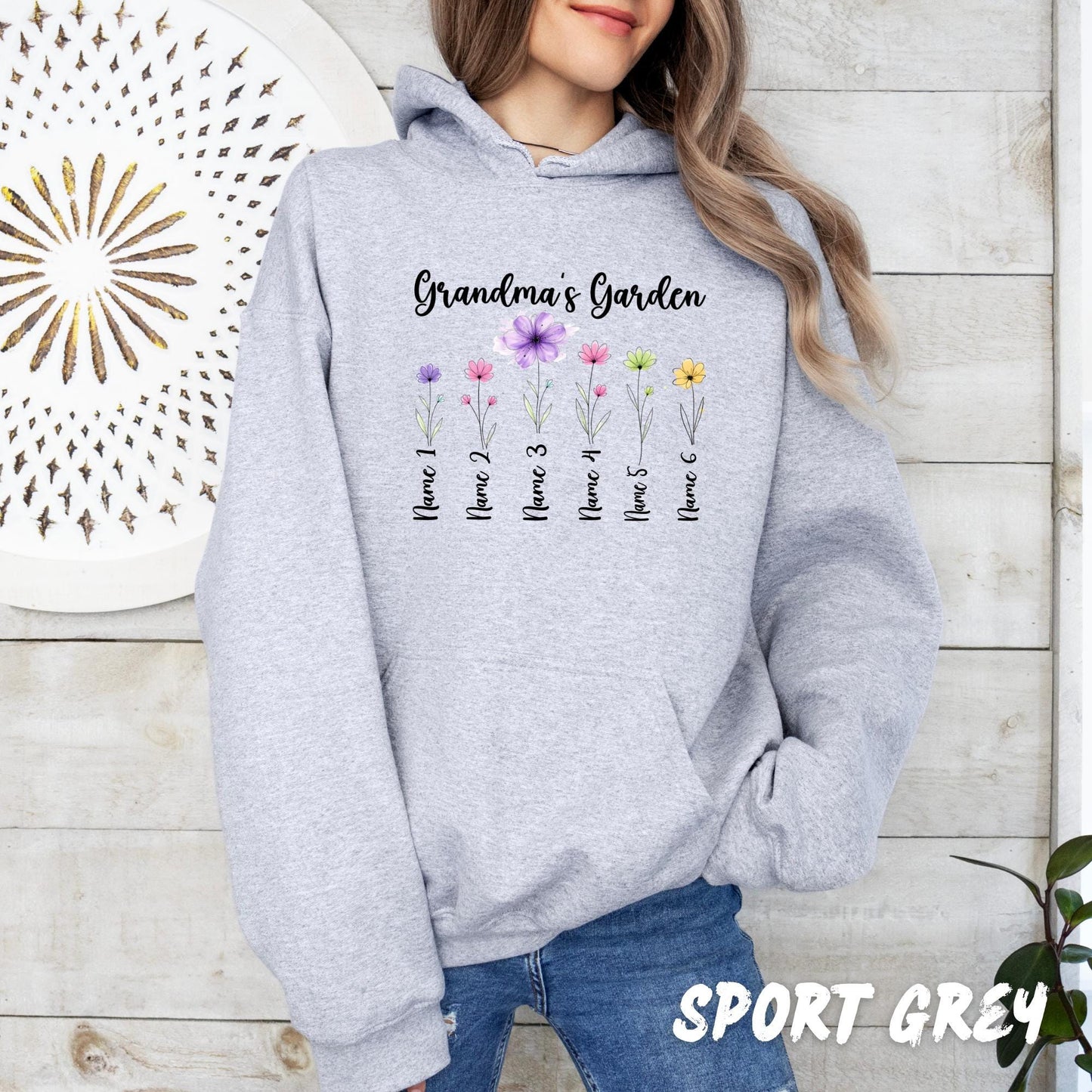 Personalized Grandma Flower Sweatshirt - Custom Names Floral Shirt, Grandma Gift, Mother’s Day Gift, Family Flower Sweatshirt