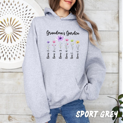 Personalized Grandma Flower Sweatshirt - Custom Names Floral Shirt, Grandma Gift, Mother’s Day Gift, Family Flower Sweatshirt