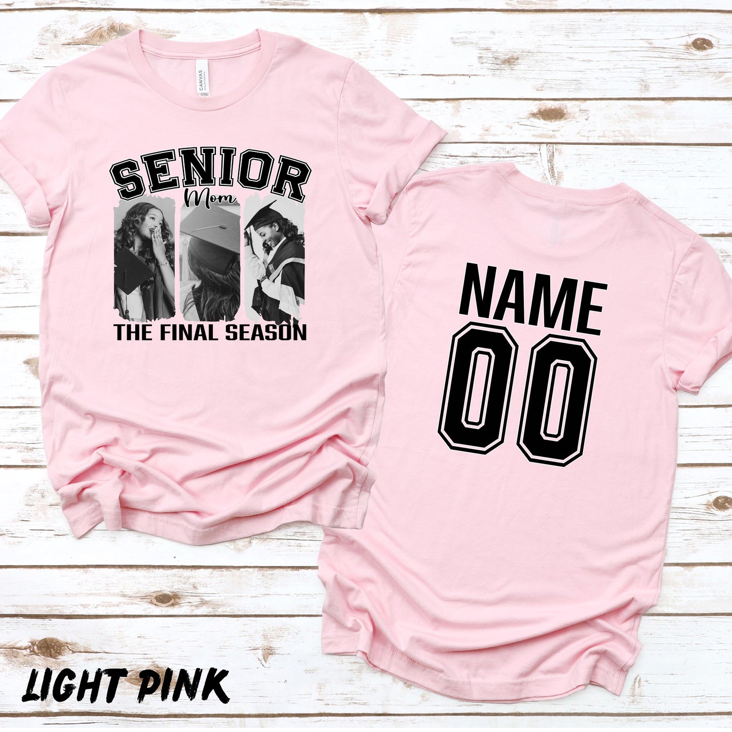 Custom Senior Mom Shirt with Photos, Personalized Graduation Shirt, Class of 2026 Mom Tee, Custom Name and Number Back, Senior Night Shirt