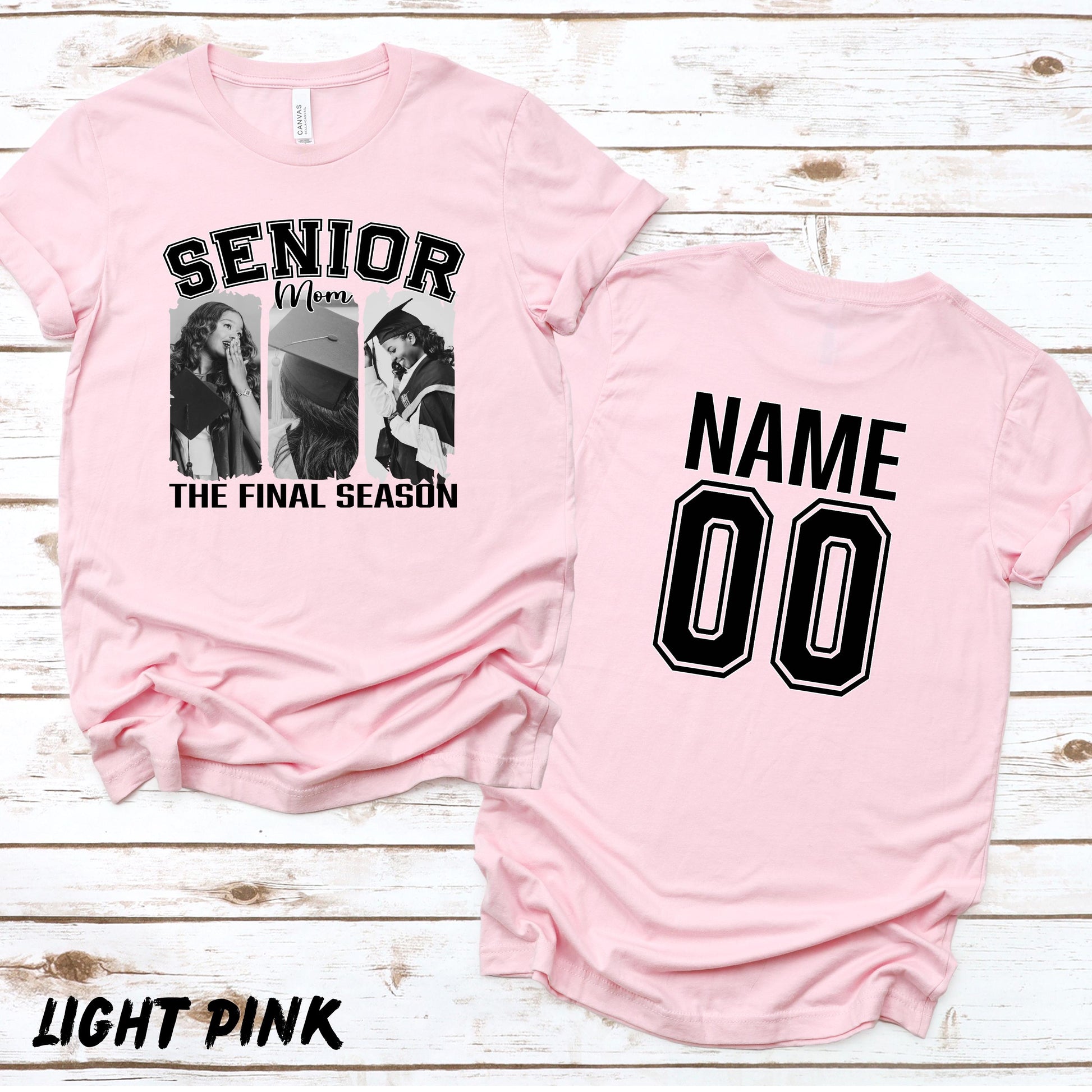 Custom Senior Mom Shirt with Photos, Personalized Graduation Shirt, Class of 2026 Mom Tee, Custom Name and Number Back, Senior Night Shirt