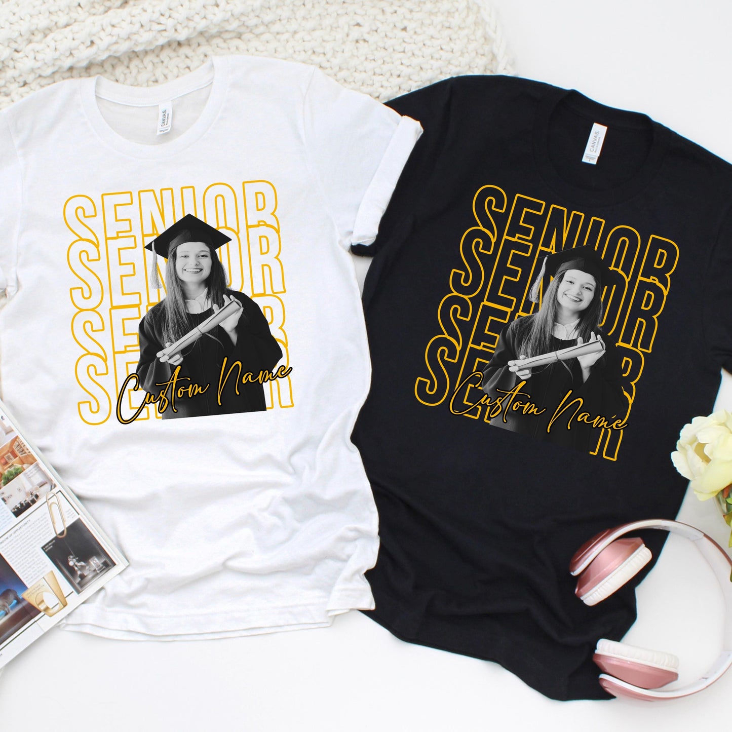 Custom Senior Shirt with Photo, Personalized Graduation Shirt, Class of 2026 Senior Tee, Custom Name Shirt, High School Graduation Gift