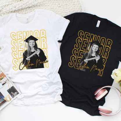 Custom Senior Shirt with Photo, Personalized Graduation Shirt, Class of 2026 Senior Tee, Custom Name Shirt, High School Graduation Gift