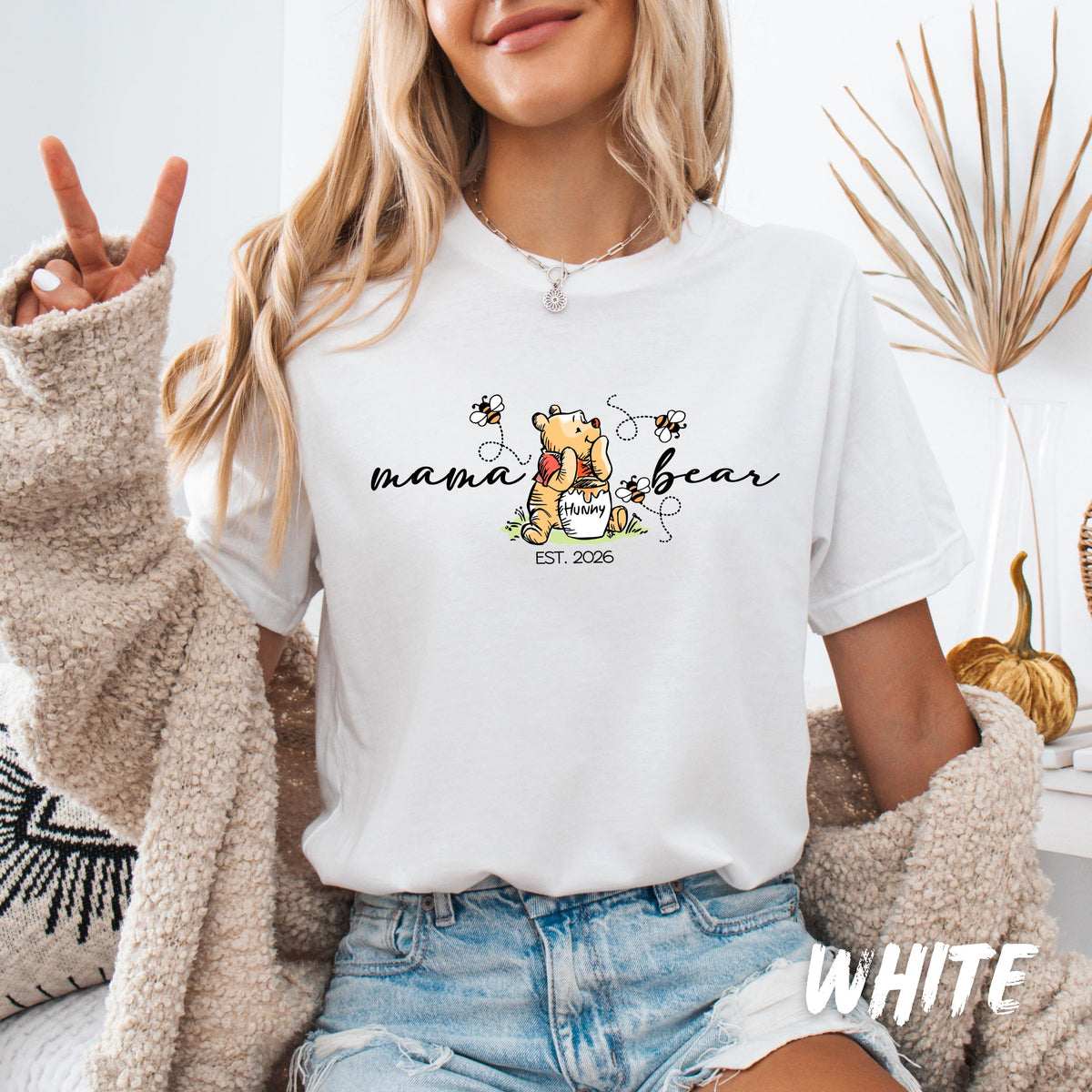 Personalized Mama Bear Sweatshirt – Winnie the Pooh, Custom Sleeve Names