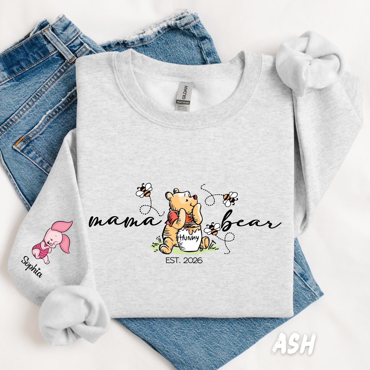 Custom Mama Bear Sweatshirt – Mom Crewneck, Custom Sleeve Names Hoodie