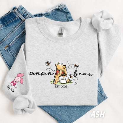 Custom Mama Bear Sweatshirt – Mom Crewneck, Custom Sleeve Names Hoodie