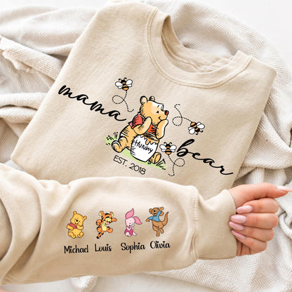 Custom Mama Bear Sweatshirt – Mom Crewneck, Custom Sleeve Names Hoodie