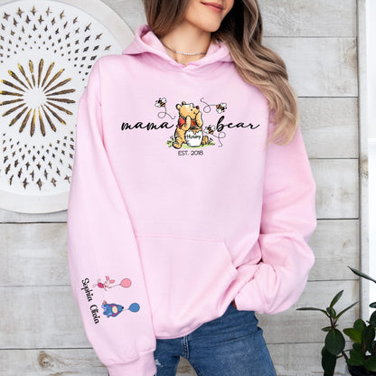 Custom Mama Bear Sweatshirt – Mom Crewneck, Custom Sleeve Names Hoodie
