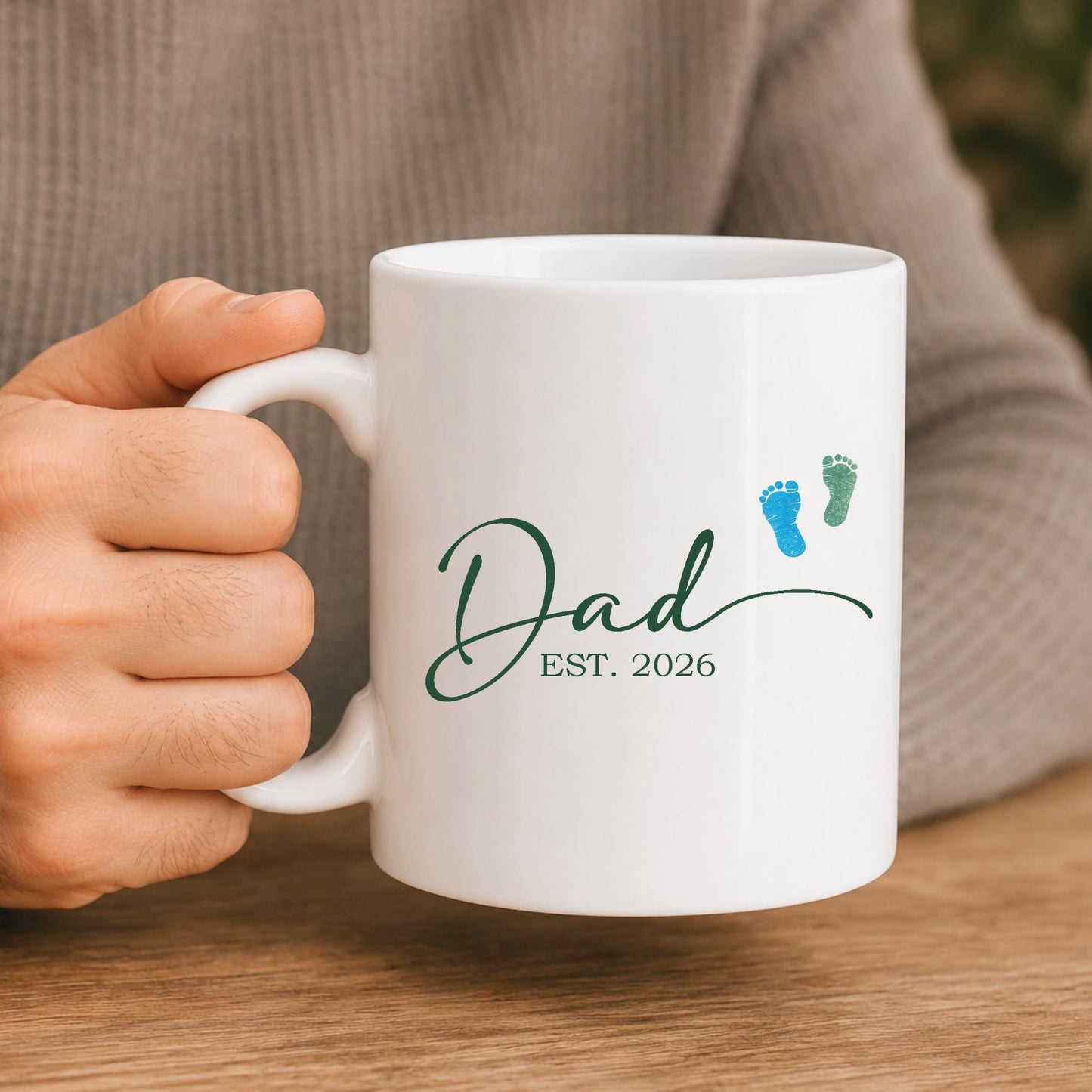 Personalized Dad EST Mug, Pregnancy Announcement for Dad, Father’s Day Gift for New Dad, Custom Dad To Be Mug, First Time Dad Coffee Mug