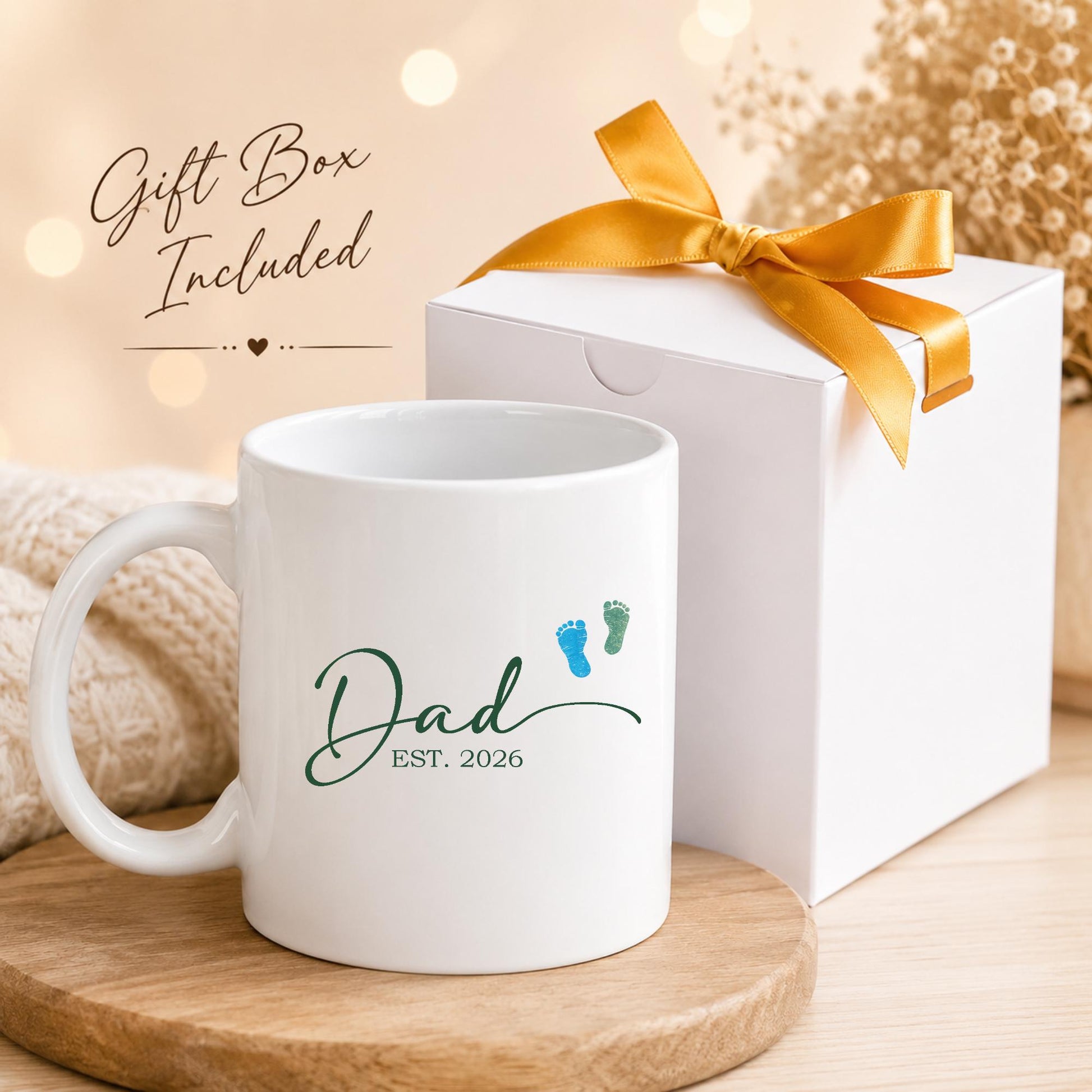 Personalized Dad EST Mug, Pregnancy Announcement for Dad, Father’s Day Gift for New Dad, Custom Dad To Be Mug, First Time Dad Coffee Mug