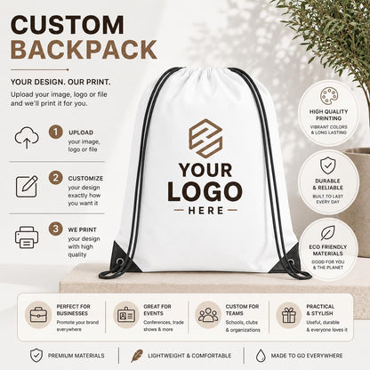 Custom Logo/imagen Drawstring Backpack | Personalized Cinch Bag for Business, Events & Teams | Custom Logo or imagen Bag