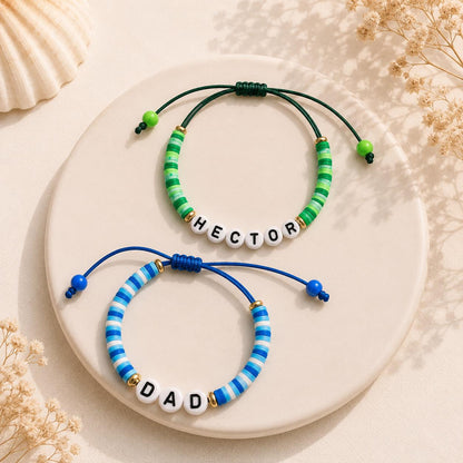 Personalized Dad Bracelet | Custom Name Bracelet for Men | Father’s Day Gift | Adjustable Handmade Beaded Bracelet | Birthday Gift for Him