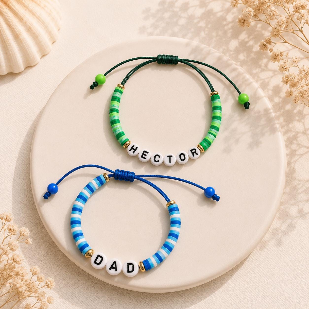 Personalized Dad Bracelet | Custom Name Bracelet for Men | Father’s Day Gift | Adjustable Handmade Beaded Bracelet | Birthday Gift for Him