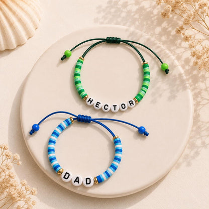 Personalized Dad Bracelet | Custom Name Bracelet for Men | Father’s Day Gift | Adjustable Handmade Beaded Bracelet | Birthday Gift for Him