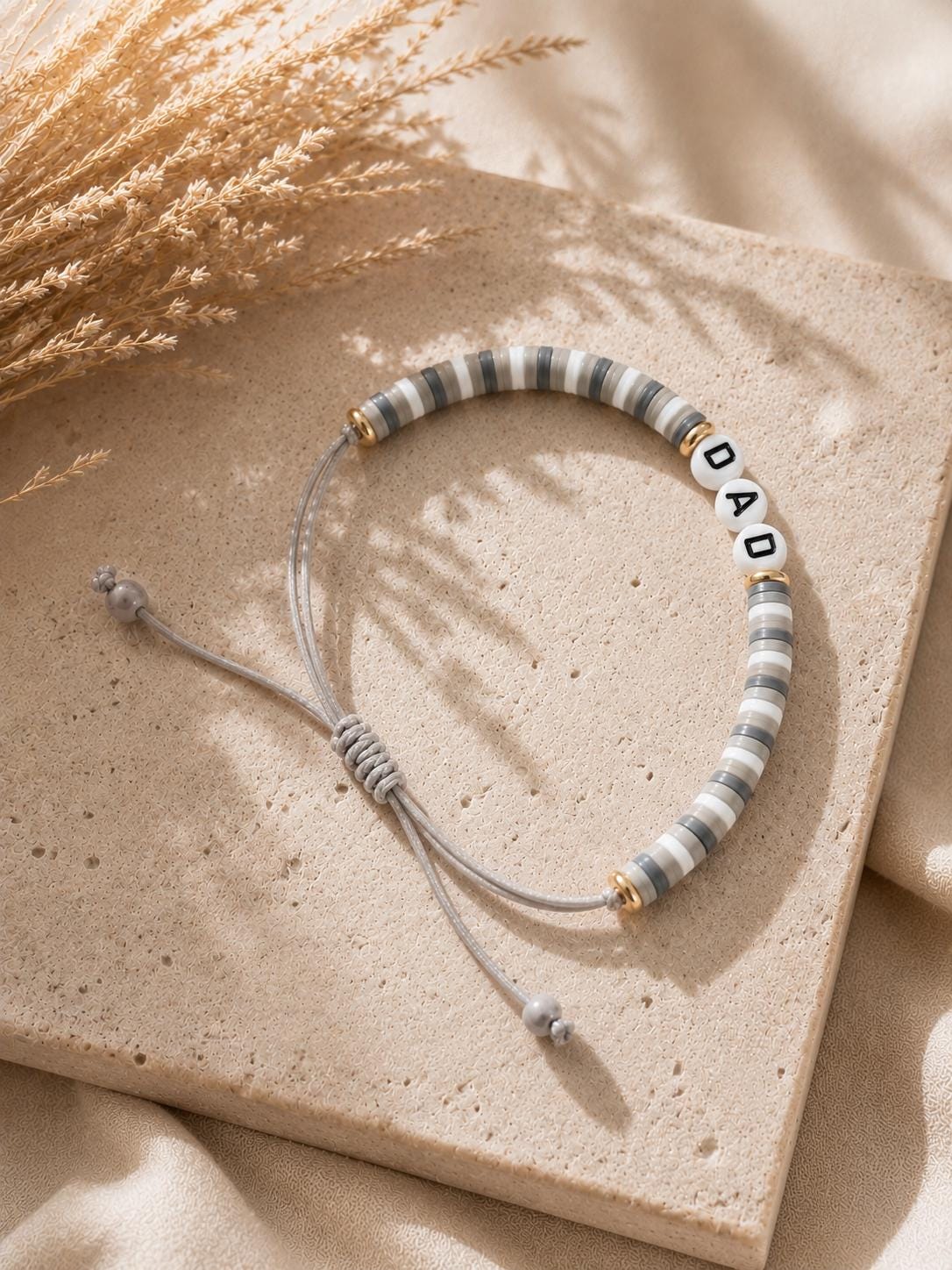 Personalized Dad Bracelet | Custom Name Bracelet for Men | Father’s Day Gift | Adjustable Handmade Beaded Bracelet | Birthday Gift for Him
