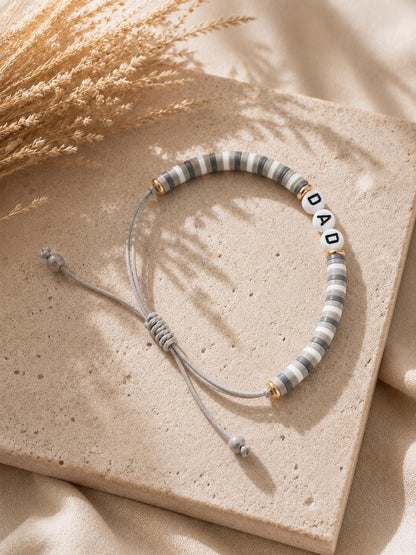 Personalized Dad Bracelet | Custom Name Bracelet for Men | Father’s Day Gift | Adjustable Handmade Beaded Bracelet | Birthday Gift for Him