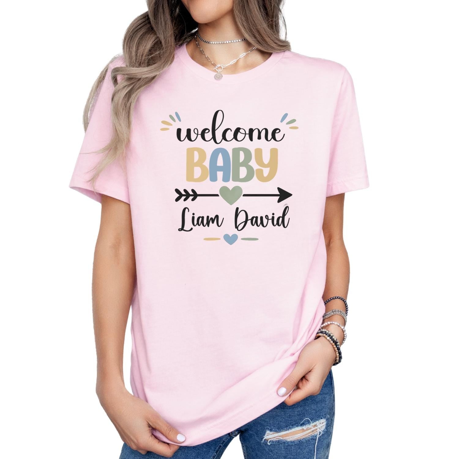 Matching Welcome Baby Shirt | Newborn Arrival Outfit | Baby Announcement Shirts for Mom Dad and Baby | Gender Reveal Gift