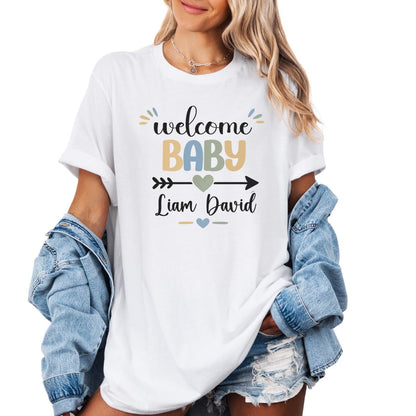 Matching Welcome Baby Shirt | Newborn Arrival Outfit | Baby Announcement Shirts for Mom Dad and Baby | Gender Reveal Gift