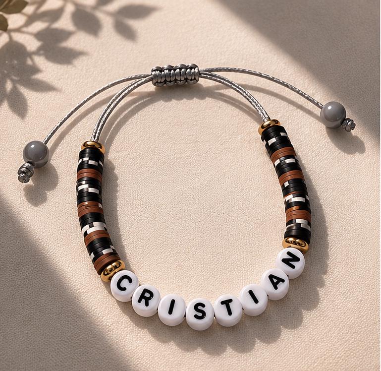 Personalized Dad Bracelet | Custom Name Bracelet for Men | Father’s Day Gift | Adjustable Handmade Beaded Bracelet | Birthday Gift for Him