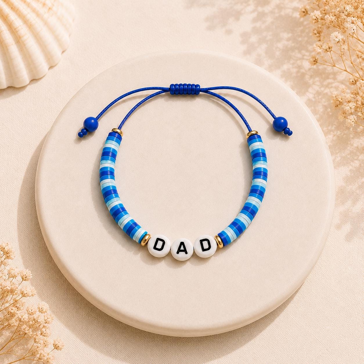 Personalized Dad Bracelet | Custom Name Bracelet for Men | Father’s Day Gift | Adjustable Handmade Beaded Bracelet | Birthday Gift for Him
