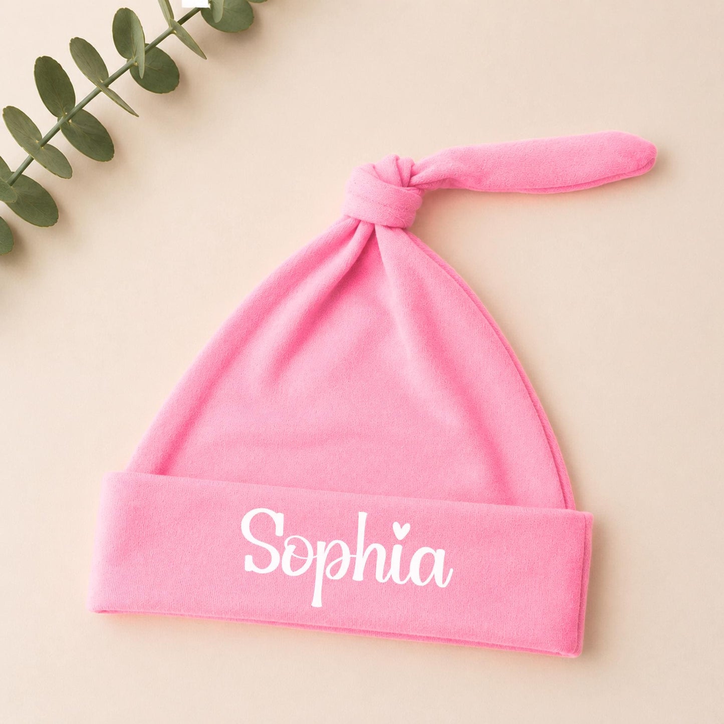 Personalized Baby Knot Hat, Custom Newborn Name Hat, Soft Peach Skin Baby Beanie, Coming Home Outfit, Baby Shower Gift, Custom Baby Hat