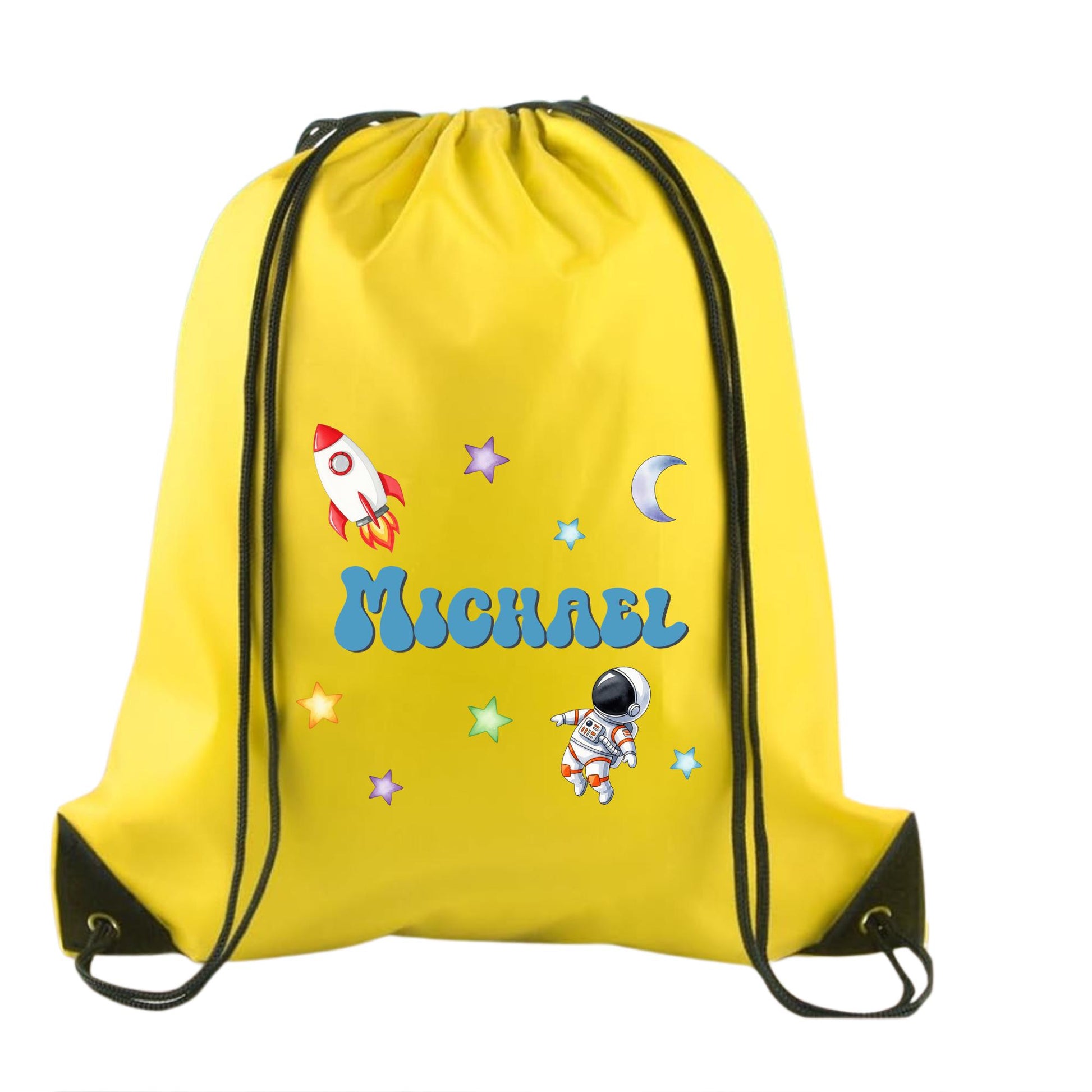 Personalized Space Drawstring Backpack | Custom Name Kids Backpack | Astronaut Rocket Bag | School Bag | Birthday Party Favor Gift