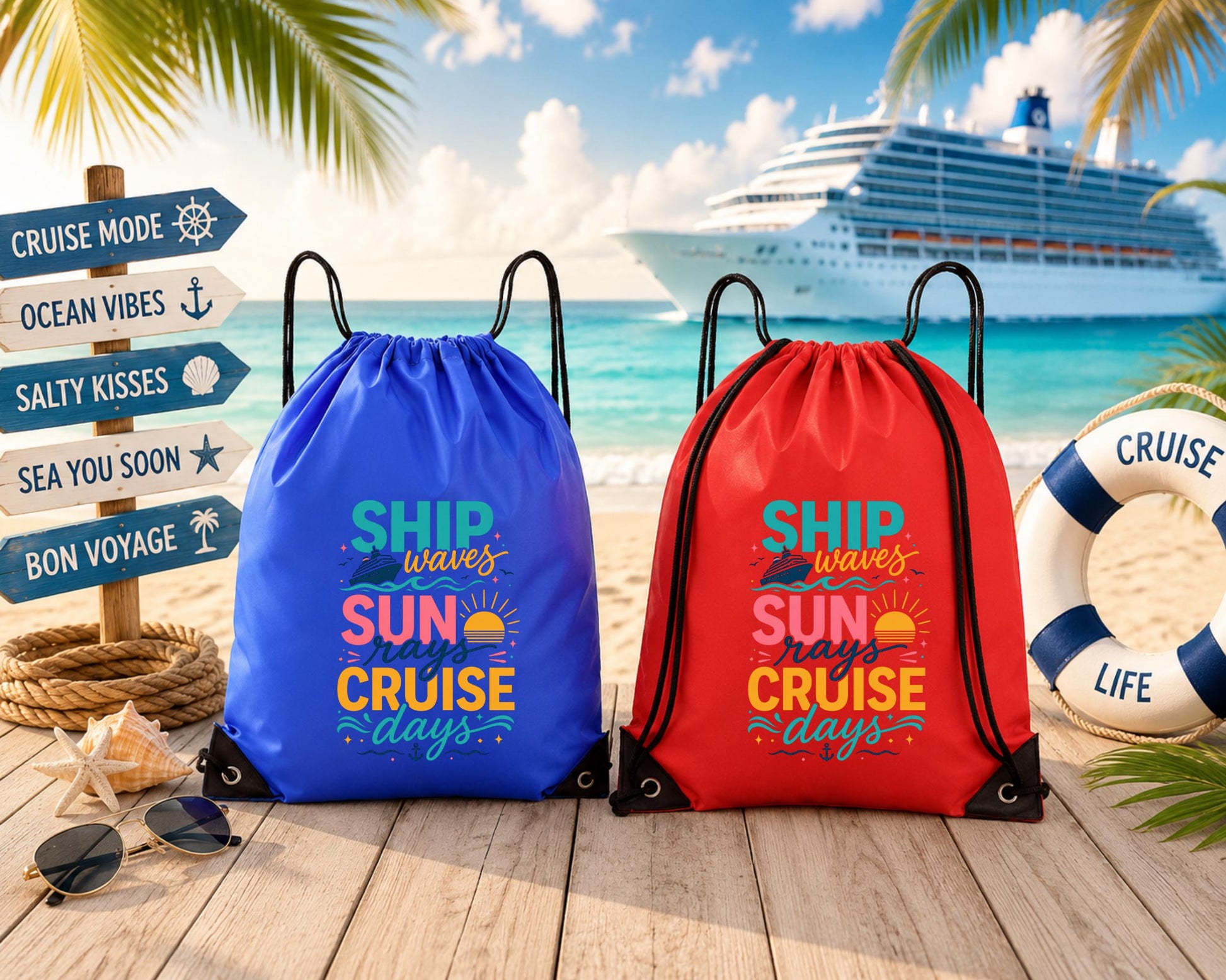 Cruise Drawstring Backpack | Life Is Better On A Cruise Bag | Cruise Vacation Gift | Beach Travel Backpack | Cruise Essentials