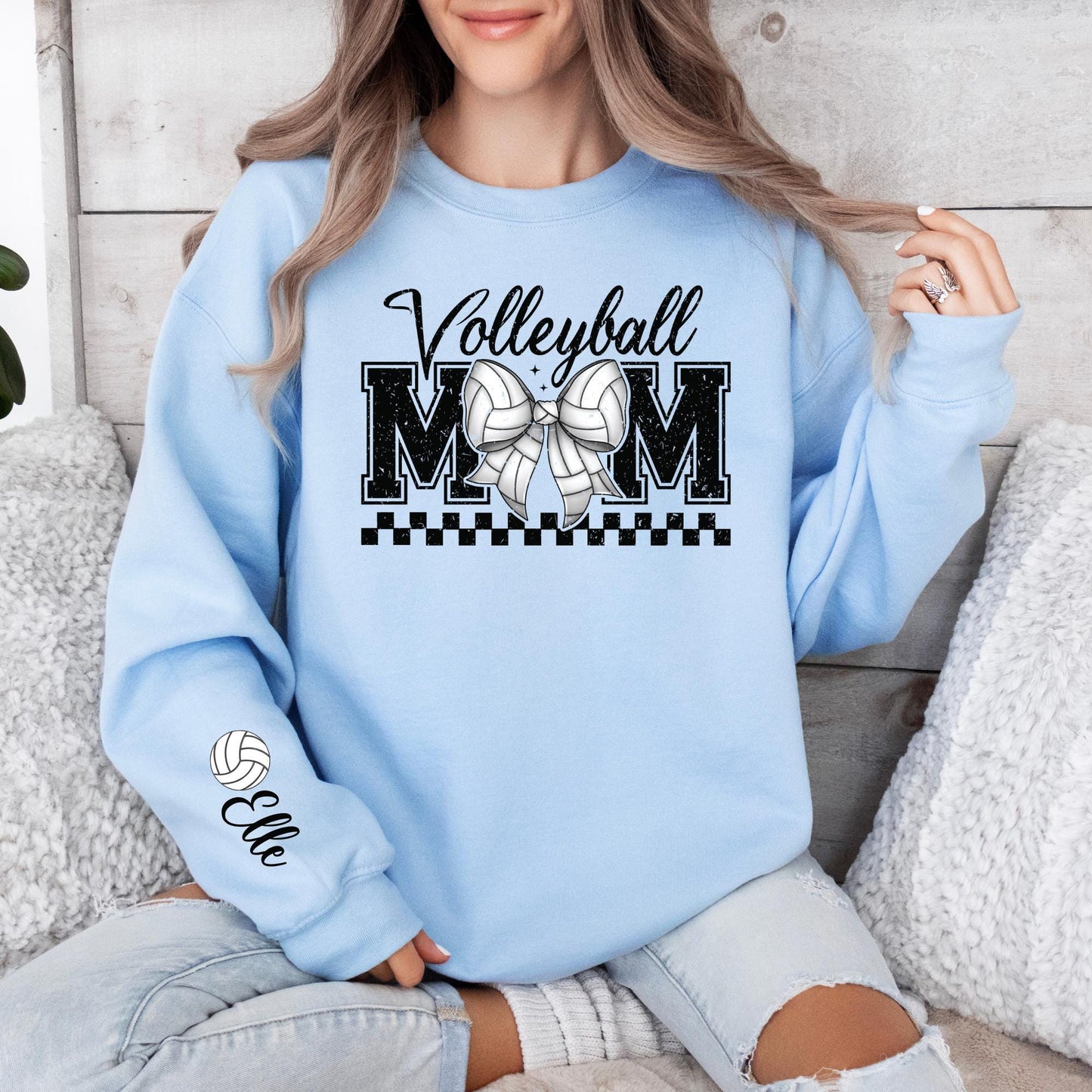 Personalized Volleyball Mom Sweatshirt, Custom Volleyball Mom Shirt, Volleyball Mama Crewneck, Team Mom Gift, Sports Mom Sweatshirt