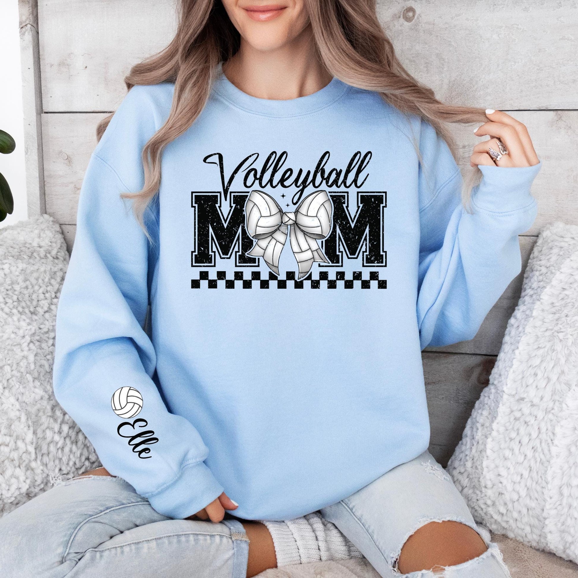 Personalized Volleyball Mom Sweatshirt, Custom Volleyball Mom Shirt, Volleyball Mama Crewneck, Team Mom Gift, Sports Mom Sweatshirt