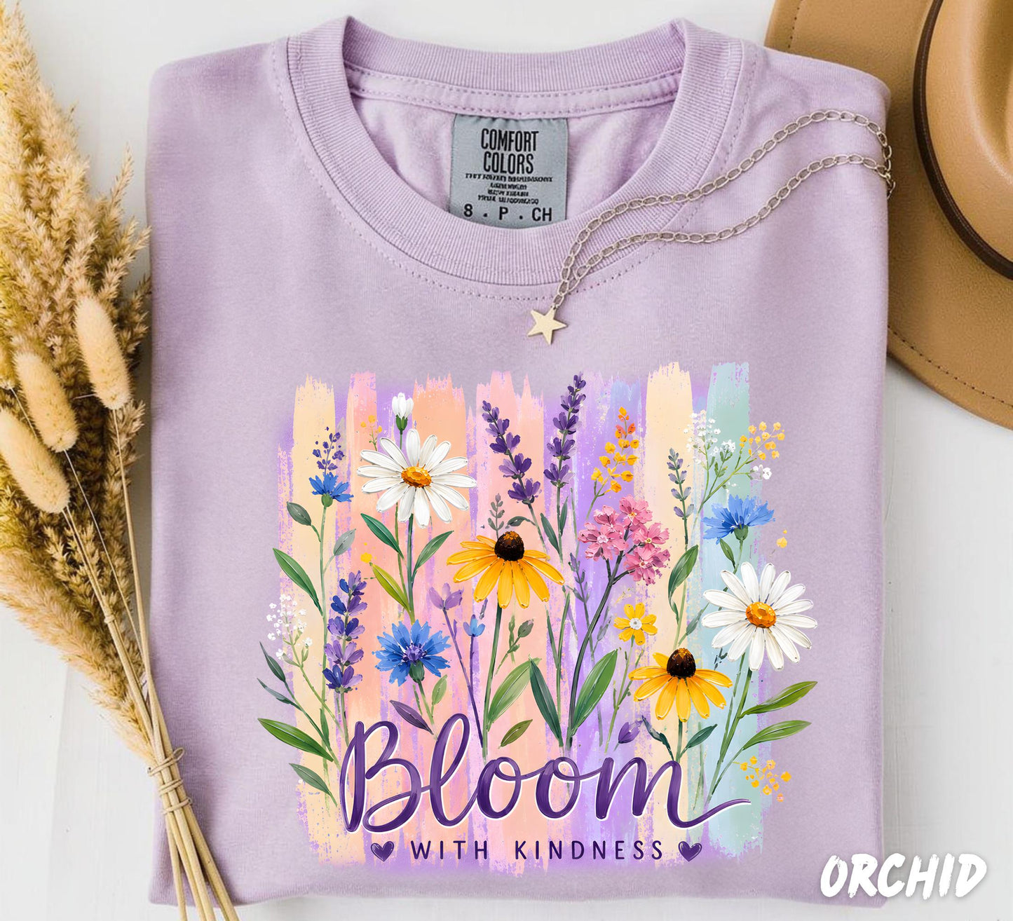 Comfort Colors® Bloom With Kindness Shirt, Wildflower Graphic Tee, Floral Inspirational Shirt, Cottagecore Flower T-Shirt, Botanical Tee