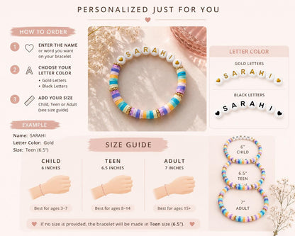 Personalized Name Friendship Bracelet | Colorful Beaded Anklet for Girls