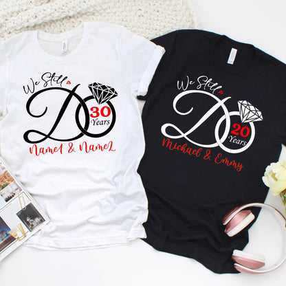 Custom Anniversary Shirt – Custom Couple T-Shirt – Personalized Wedding Anniversary Gift – Matching Couples Tees – Custom Years & Names