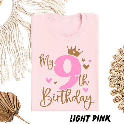 Birthday Girl Shirt - Princess Birthday T-Shirt - Birthday Shirt Age 1st to 10th - Toddler Girl Birthday Tee - Personalized Birthday Gift
